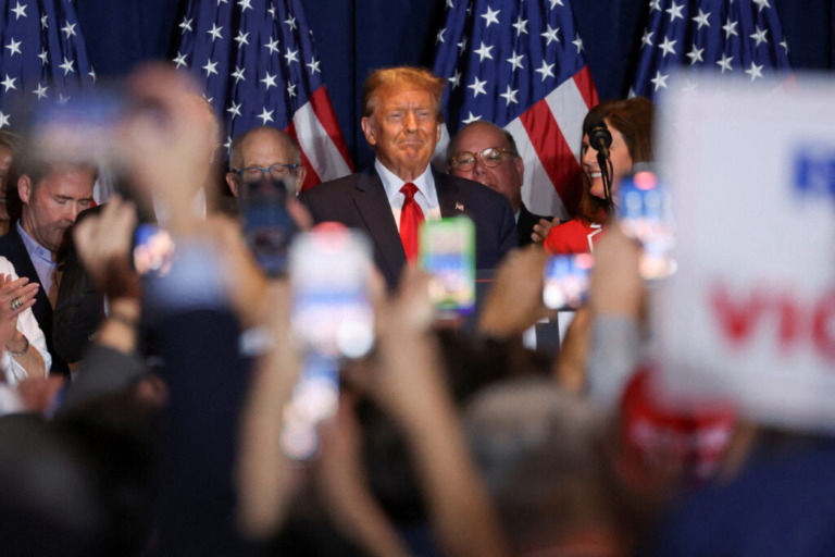 Republican presidential candidate and former U.S. President Trump hosts a South Carolina Republican presidential primary election night party in Columbia