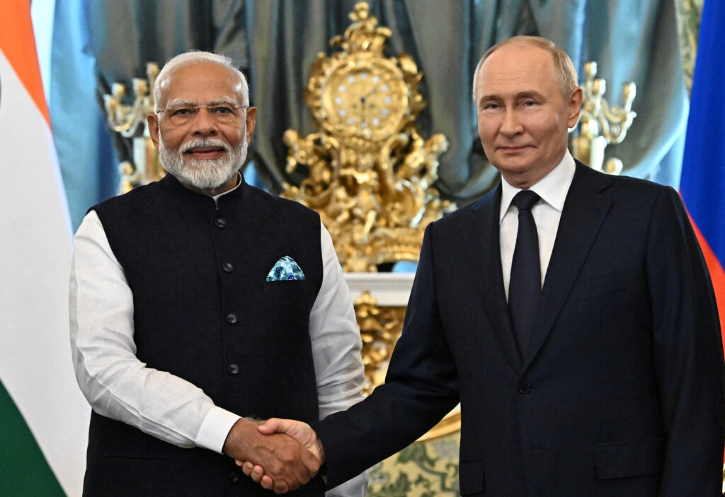 Russia's President Vladimir Putin meets with India's Prime Minister Narendra Modi in Moscow